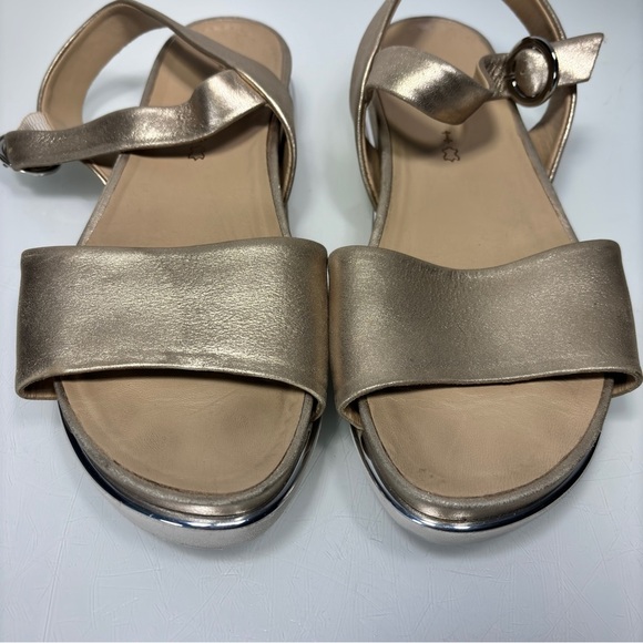 Wirth Metallic Gold Leather Adjustable Ankle Strap Sandals Size 42 - Picture 2 of 13